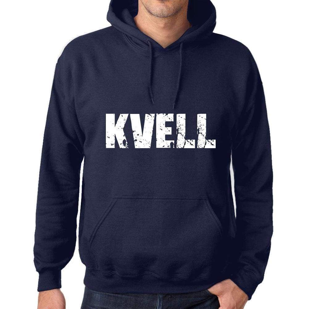 Unisex Printed Graphic Cotton Hoodie Popular Words Kvell French Navy - French Navy / Xs / Cotton - Hoodies