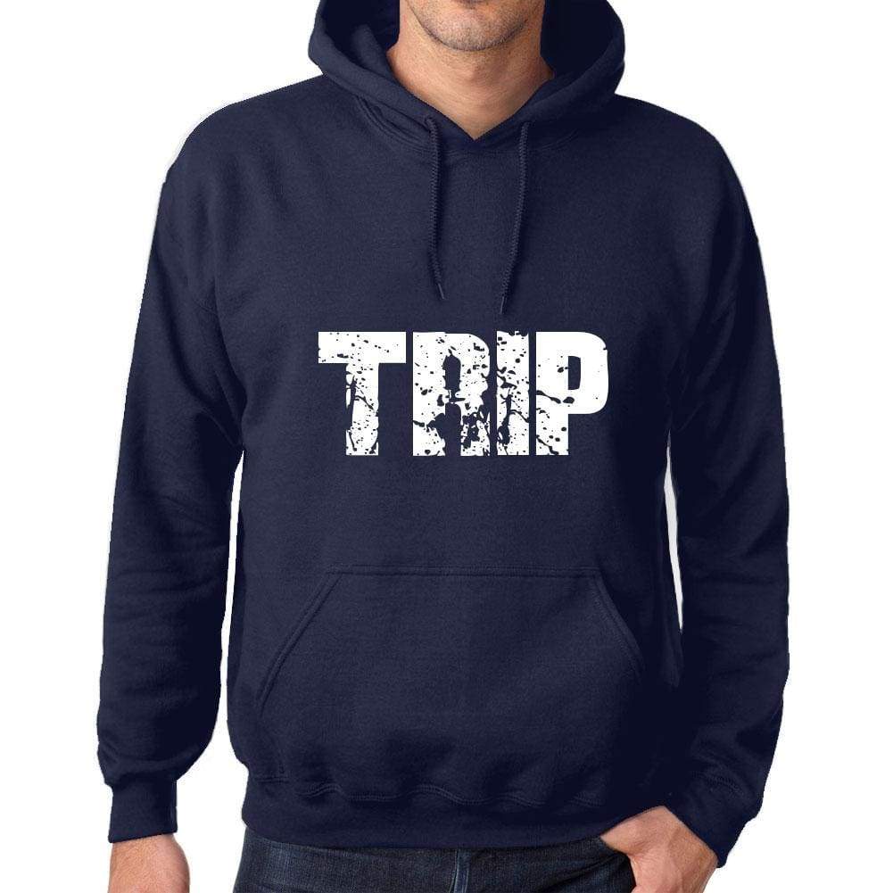 Unisex Printed Graphic Cotton Hoodie Popular Words Trip French Navy - French Navy / Xs / Cotton - Hoodies