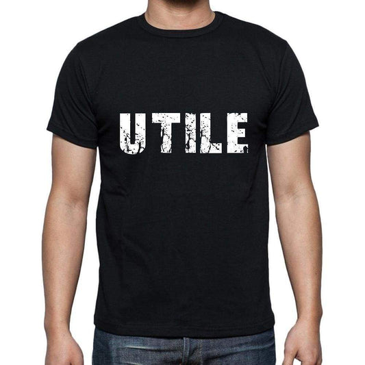 utile Men's Short Sleeve Round Neck T-shirt , 5 letters Black , word 00006 - Ultrabasic
