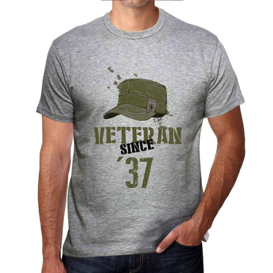 Veteran Since 37 Mens T-Shirt Grey Birthday Gift 00435 - Grey / S - Casual