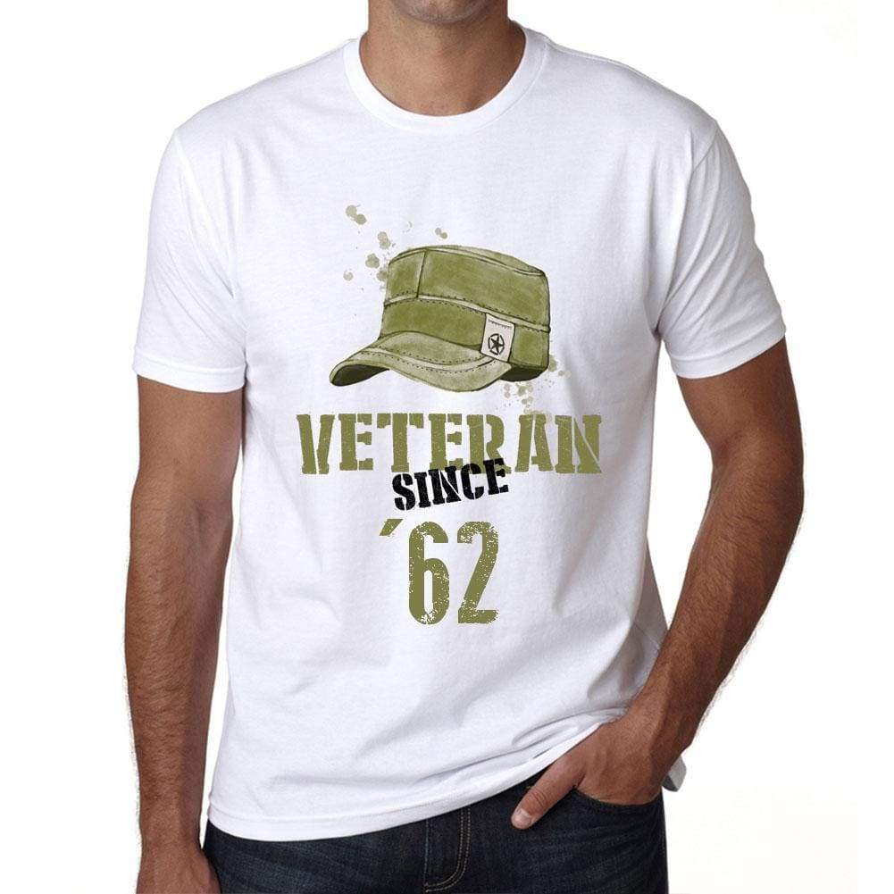 Veteran Since 62 Mens T-Shirt White Birthday Gift 00436 - White / Xs - Casual