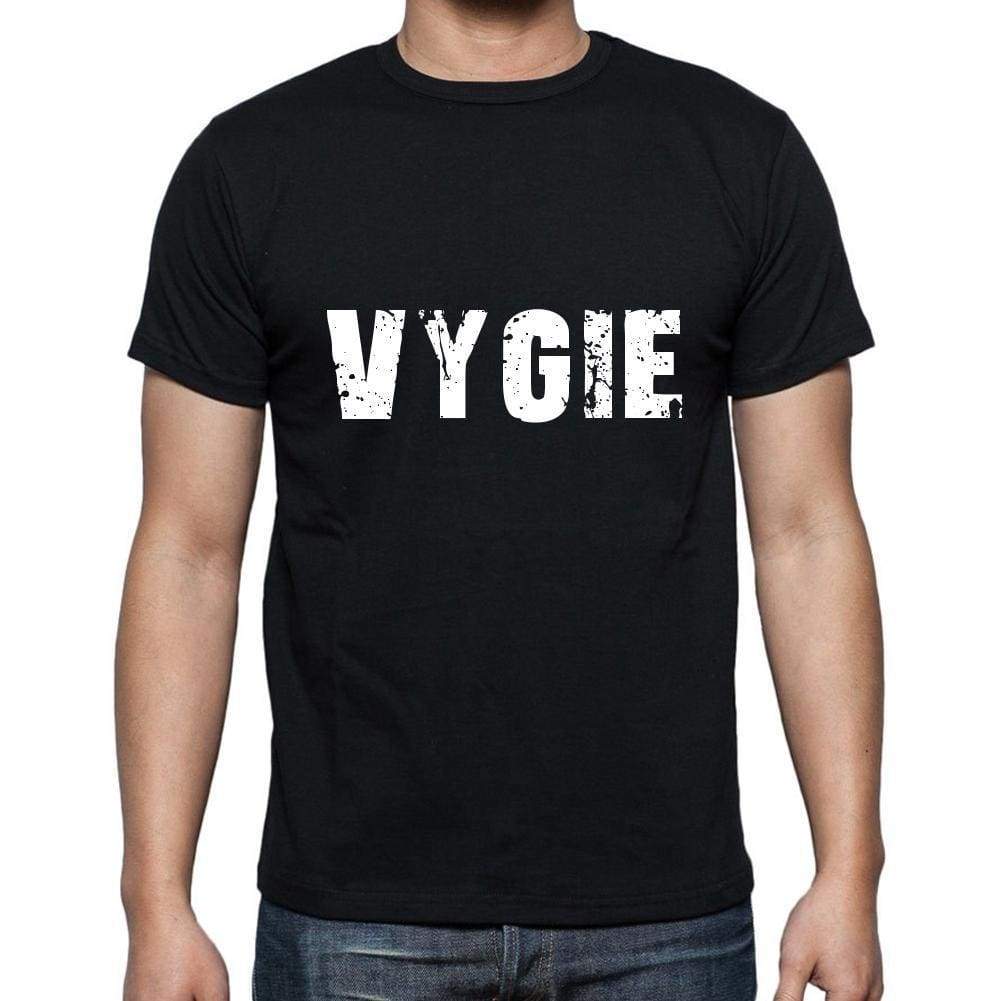 Vygie Mens Short Sleeve Round Neck T-Shirt 5 Letters Black Word 00006 - Casual