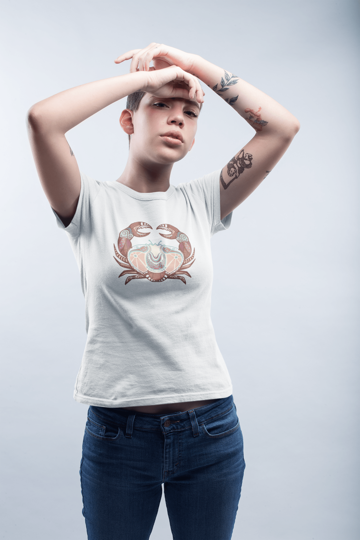 Cancer zodiac sign, White Women's T-shirt, 100% cotton 00214