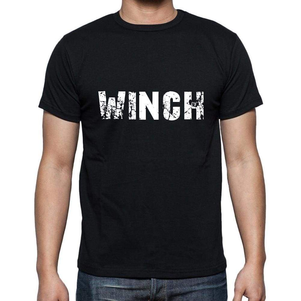 winch Men's Short Sleeve Round Neck T-shirt , 5 letters Black , word 00006 - Ultrabasic