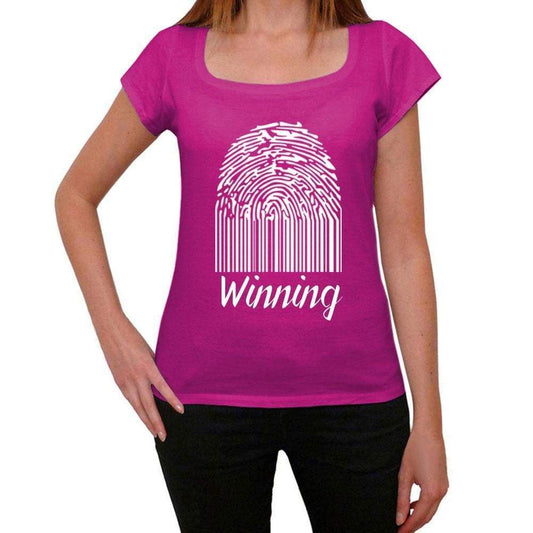 Winning Fingerprint Pink Womens Short Sleeve Round Neck T-Shirt Gift T-Shirt 00307 - Pink / Xs - Casual