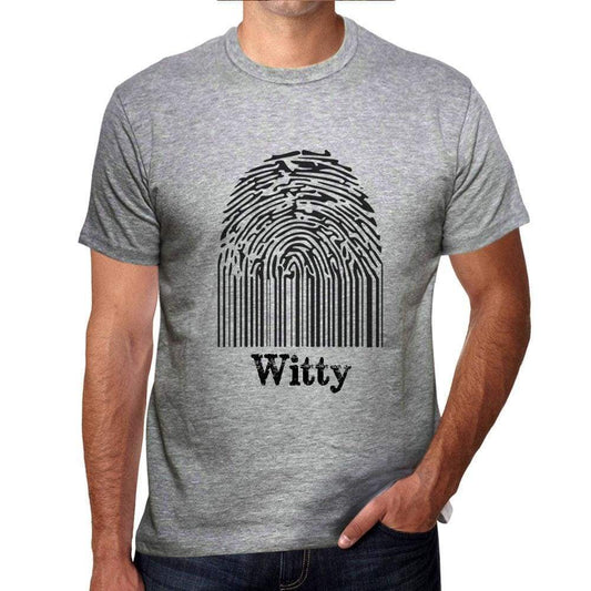 Witty Fingerprint Grey Mens Short Sleeve Round Neck T-Shirt Gift T-Shirt 00309 - Grey / S - Casual