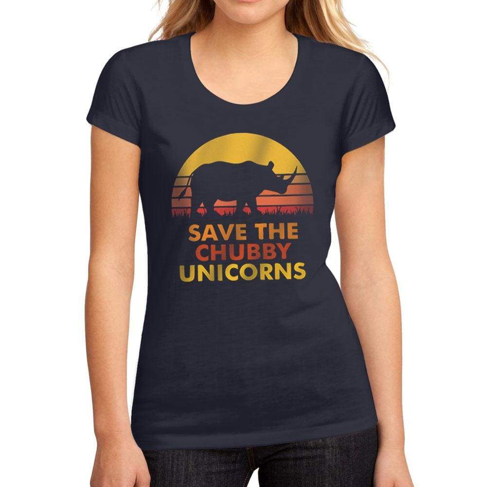 Womens Graphic T-Shirt Save the Chubby Unicorn French Navy - French Navy / S / Cotton - T-Shirt